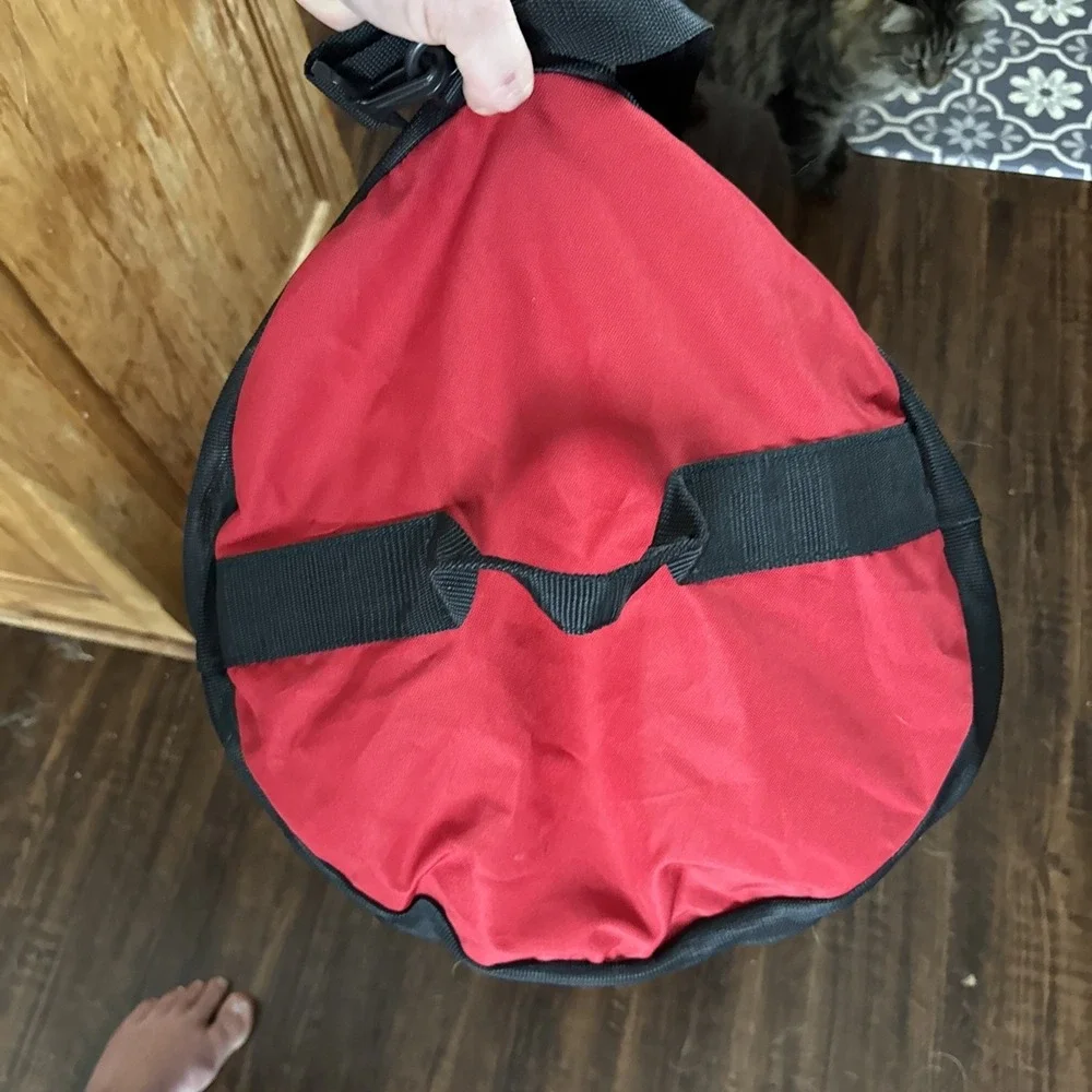 Vtg 90s LL Bean Boating Camping Duffle Bag Red Black Mesh XL 30